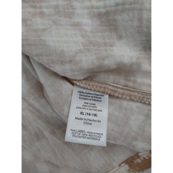 Joyspun Gauze Top XL 16-18 100% Cotton brown tan Cheetah smocking flowy light - Picture 6 of 8